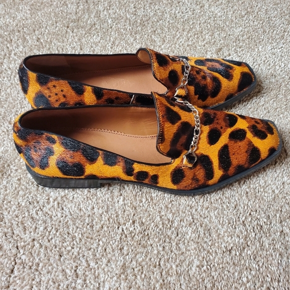 Franco Sarto Basha Chain Square Toe Calf Hair Loafer. Animal print. Size 5.5 - Picture 3 of 8